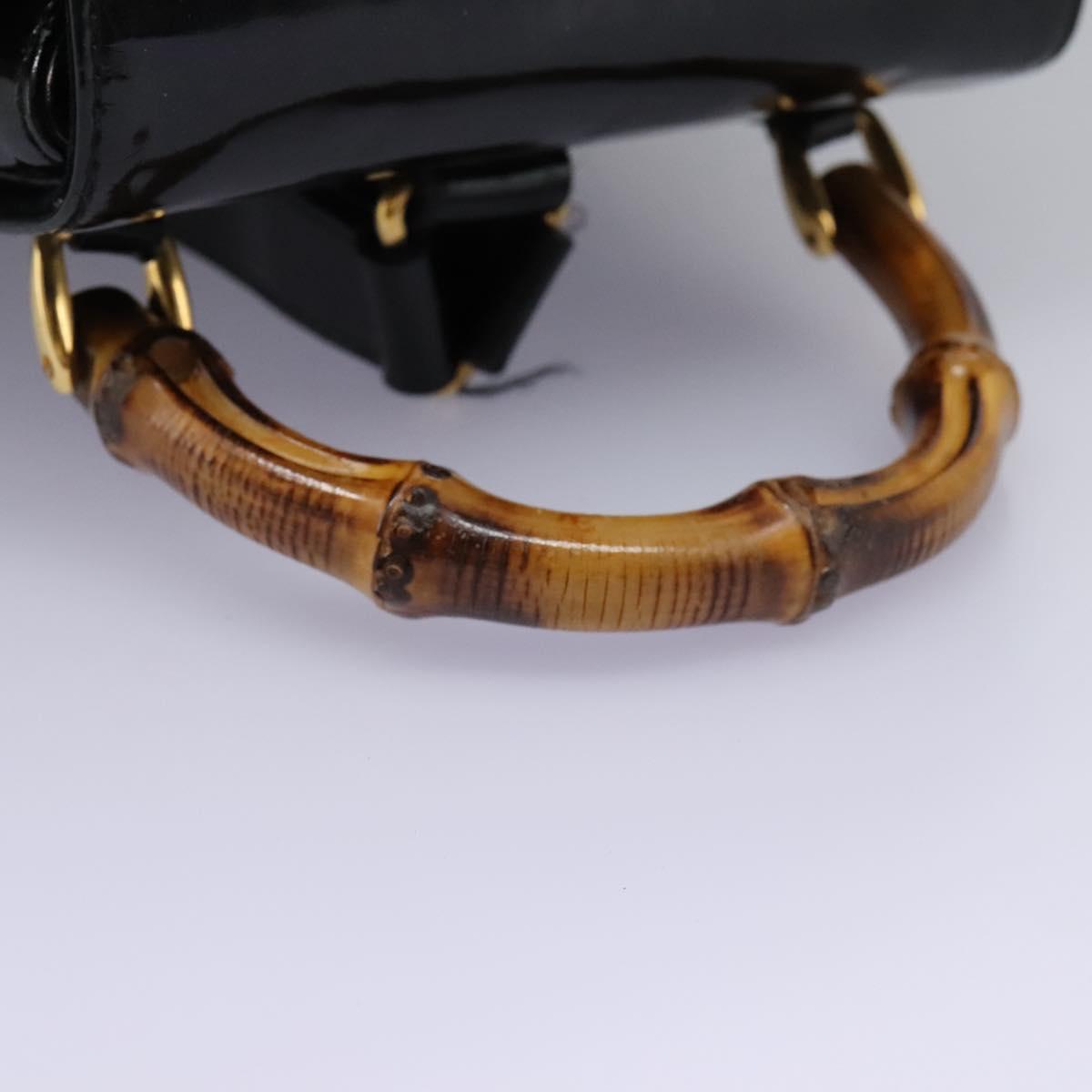 GUCCI Bamboo Backpack Patent leather Black Gold 003 2058 0030 Auth nb200