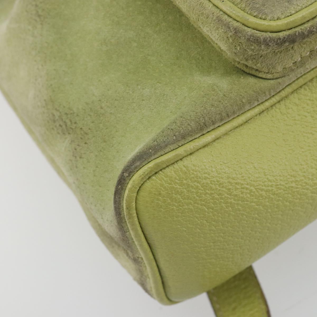 GUCCI Bamboo Backpack Suede Leather Green Gold 003 1956 0030 Auth nb201