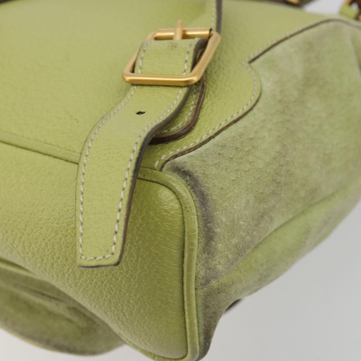 GUCCI Bamboo Backpack Suede Leather Green Gold 003 1956 0030 Auth nb201