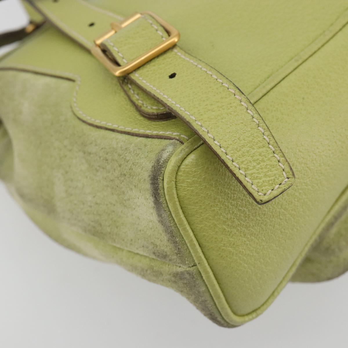 GUCCI Bamboo Backpack Suede Leather Green Gold 003 1956 0030 Auth nb201
