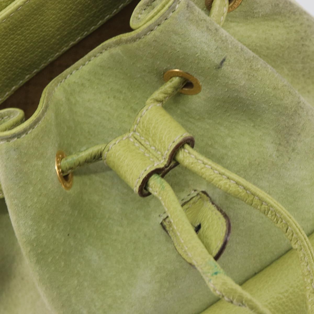 GUCCI Bamboo Backpack Suede Leather Green Gold 003 1956 0030 Auth nb201