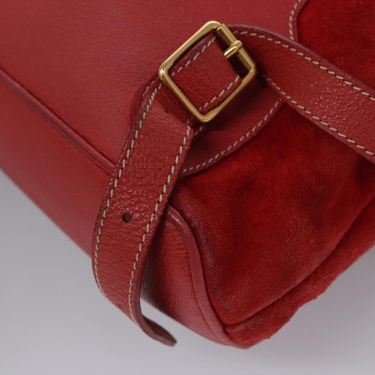 GUCCI Bamboo Backpack Suede Leather Red Gold 003 2058 0016 Auth nb202