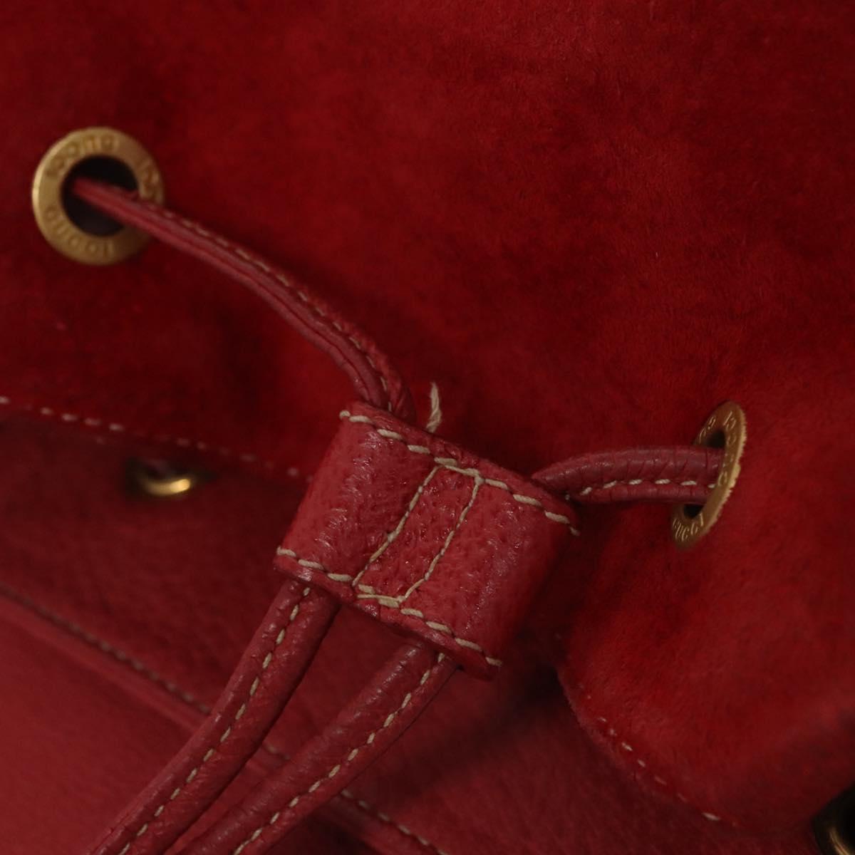 GUCCI Bamboo Backpack Suede Leather Red Gold 003 2058 0016 Auth nb202