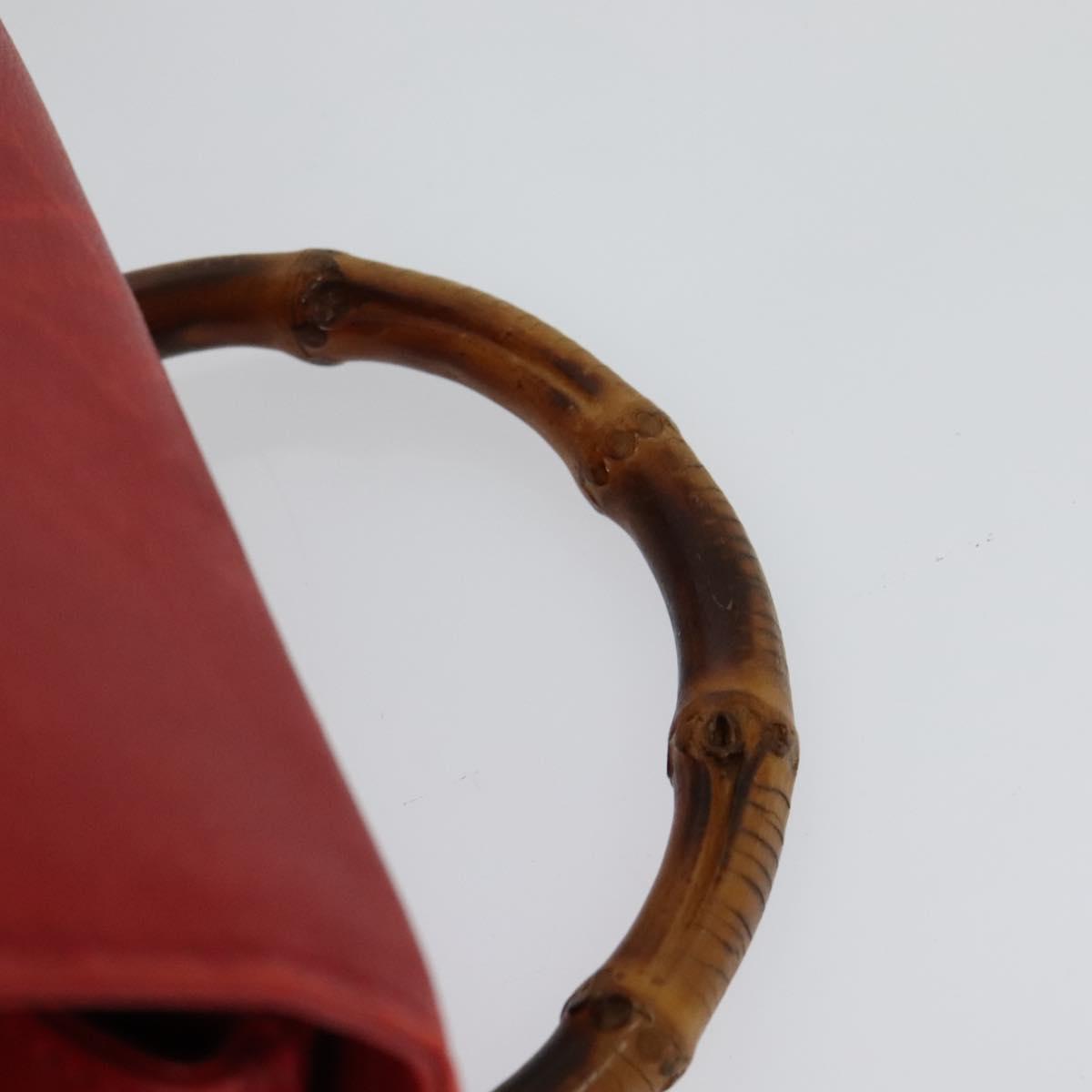 GUCCI Bamboo Backpack Leather Red Gold 003 3444 0030 Auth nb203