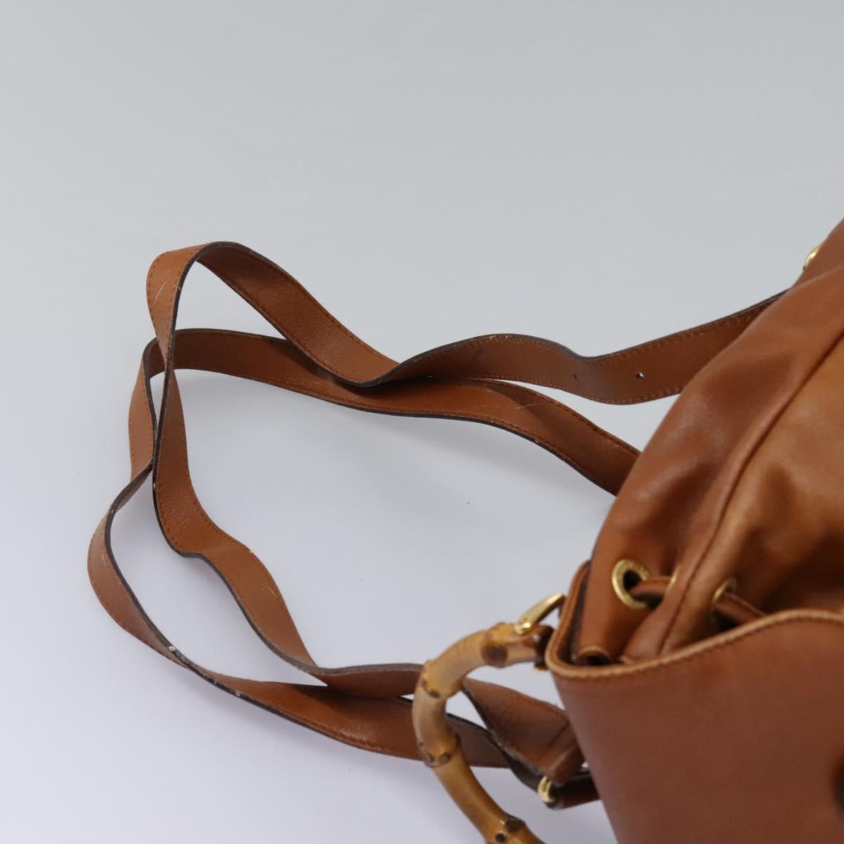 GUCCI Bamboo Backpack Leather Brown Gold 003 1705 0030 Auth nb204