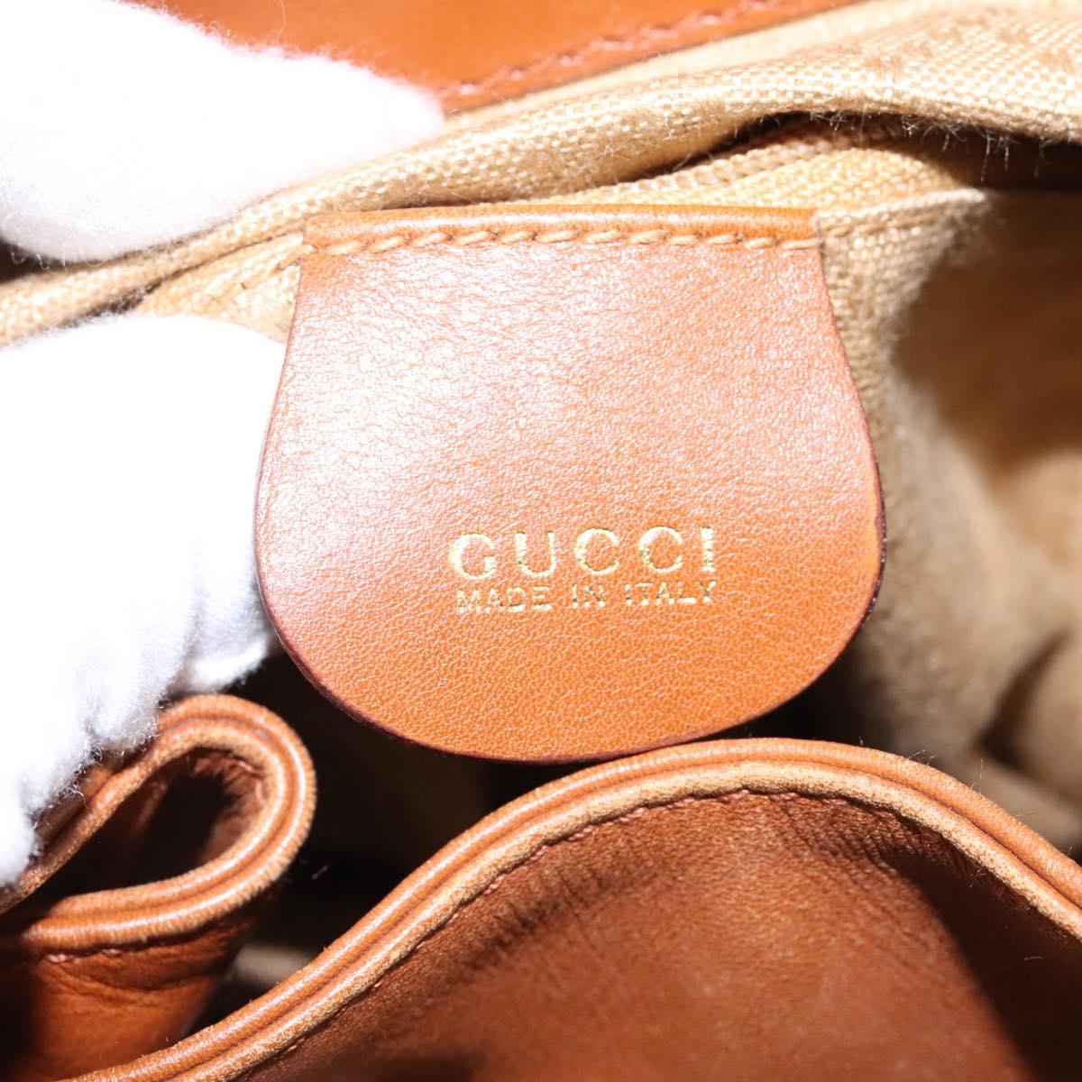 GUCCI Bamboo Backpack Leather Brown Gold 003 1705 0030 Auth nb204