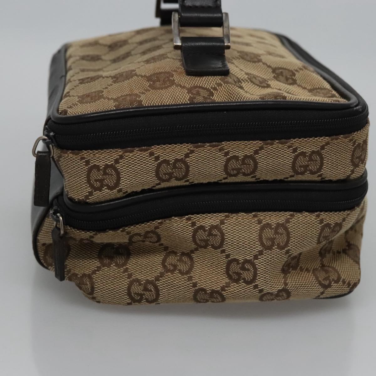 GUCCI GG Canvas Vanity Pouch Beige Silver 039 1093 Auth nb214