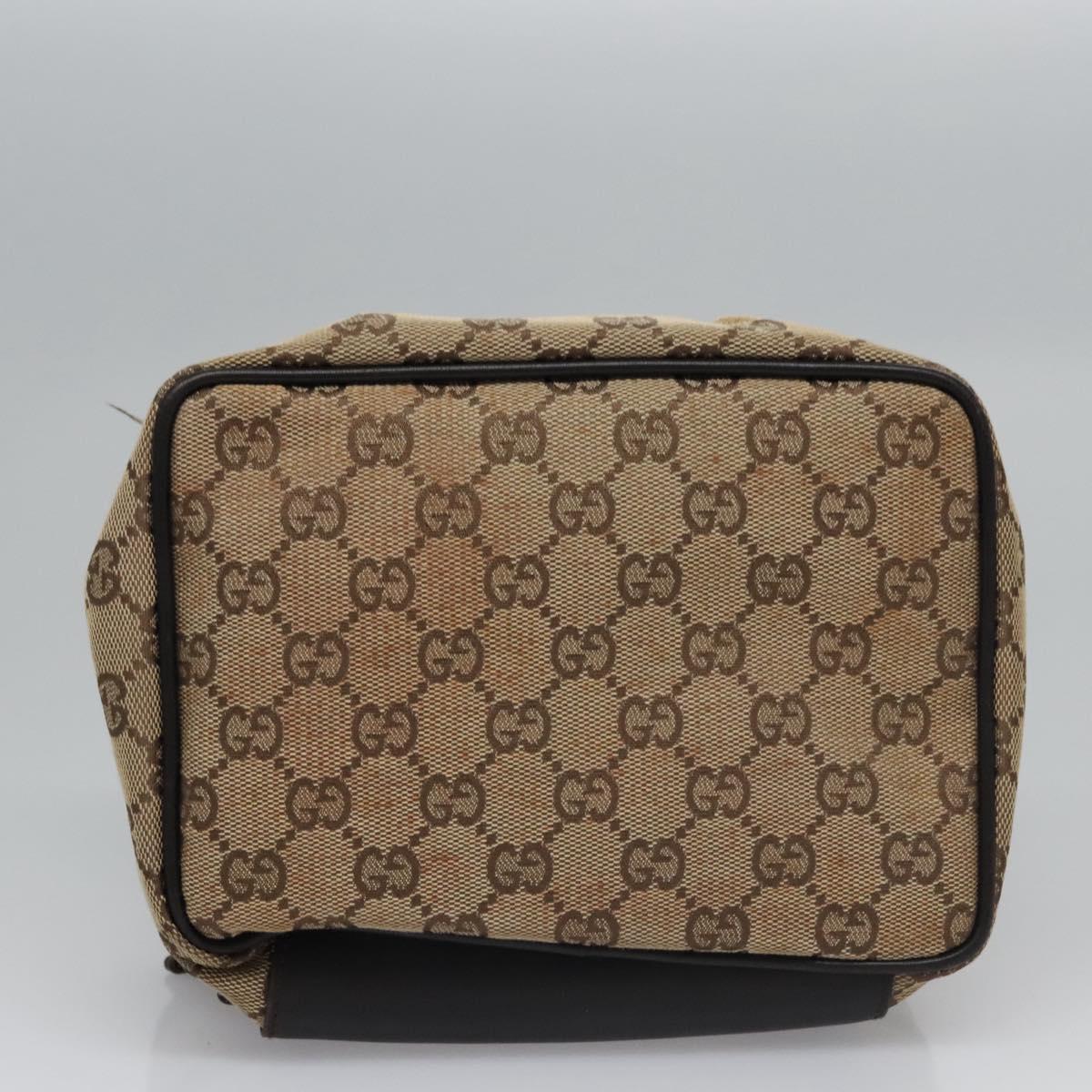 GUCCI GG Canvas Vanity Pouch Beige Silver 039 1093 Auth nb214