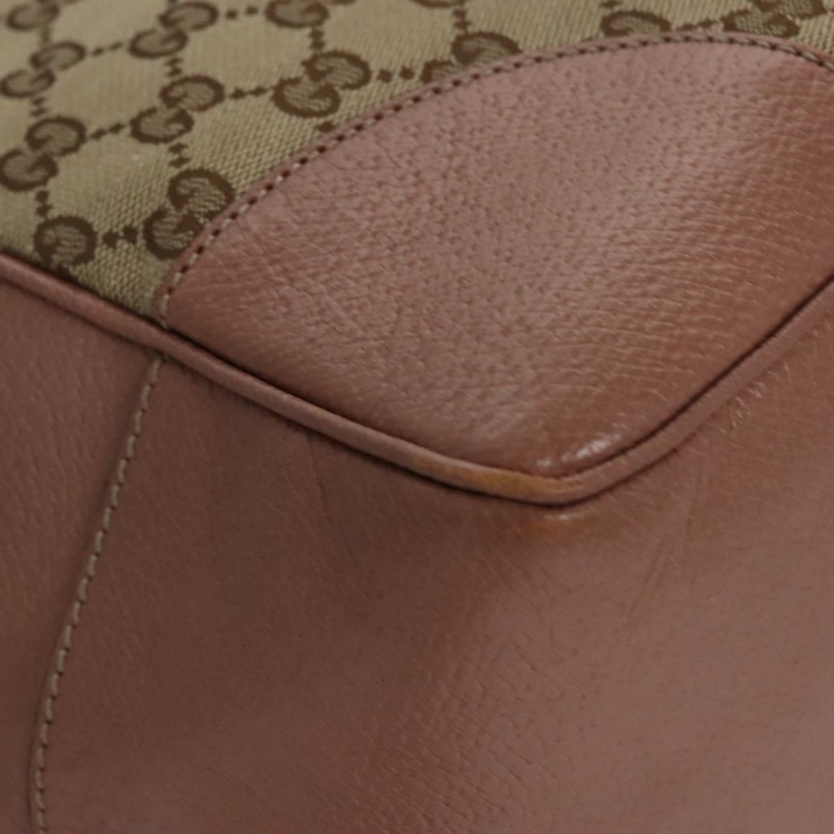 GUCCI GG Canvas Tote Bag Beige gold 323671 Auth nb223