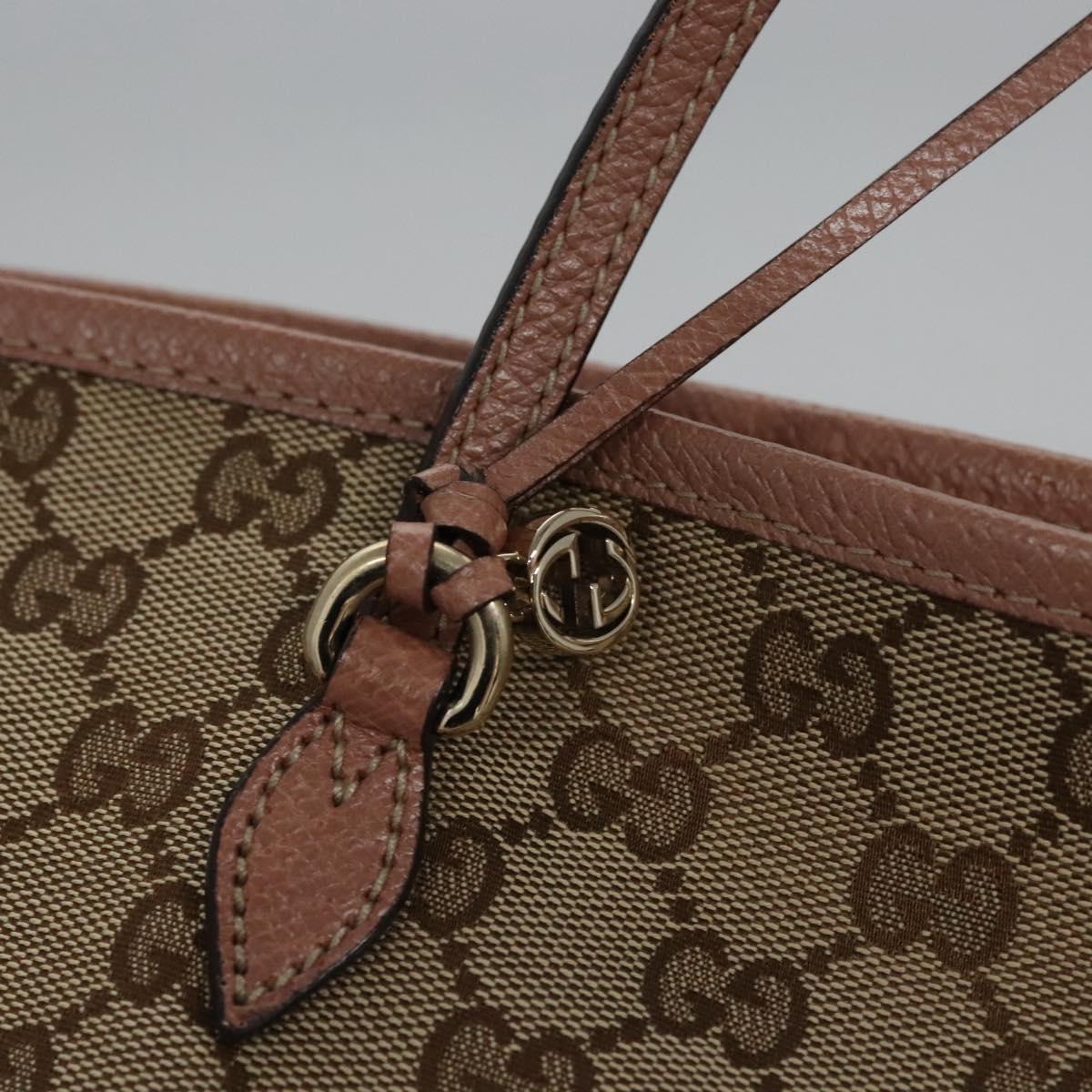 GUCCI GG Canvas Tote Bag Beige gold 323671 Auth nb223