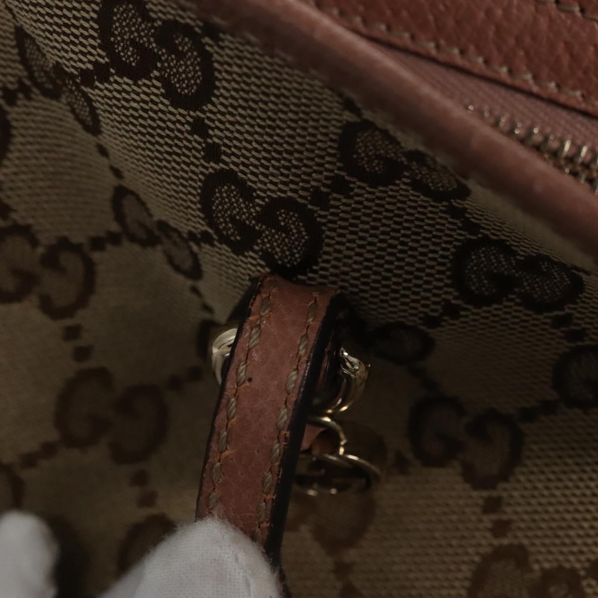 GUCCI GG Canvas Tote Bag Beige gold 323671 Auth nb223