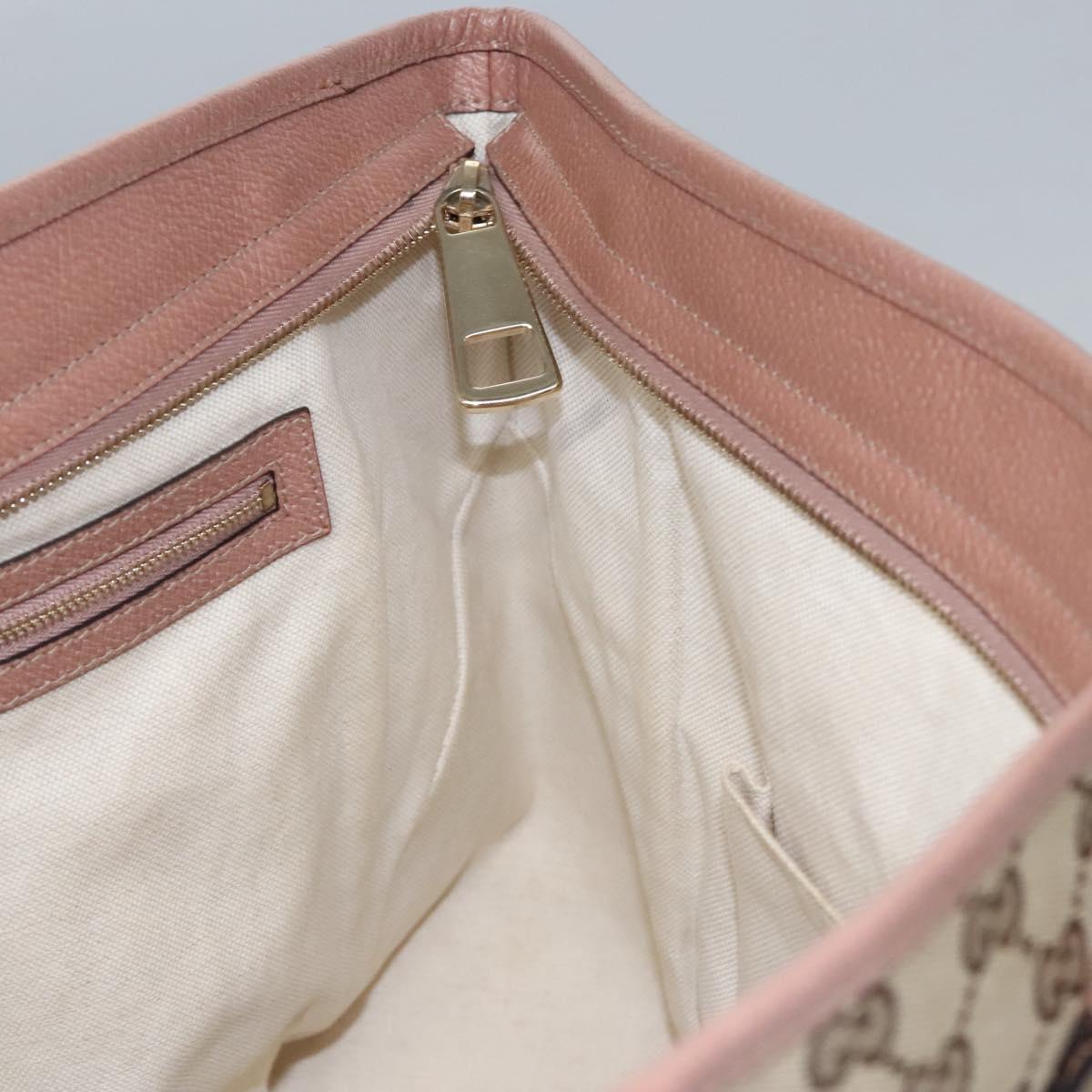GUCCI GG Canvas Tote Bag Beige gold 323671 Auth nb223