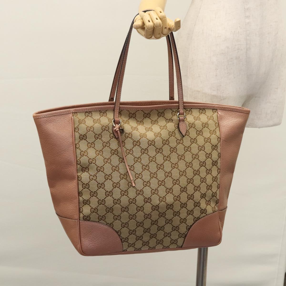 GUCCI GG Canvas Tote Bag Beige gold 323671 Auth nb223