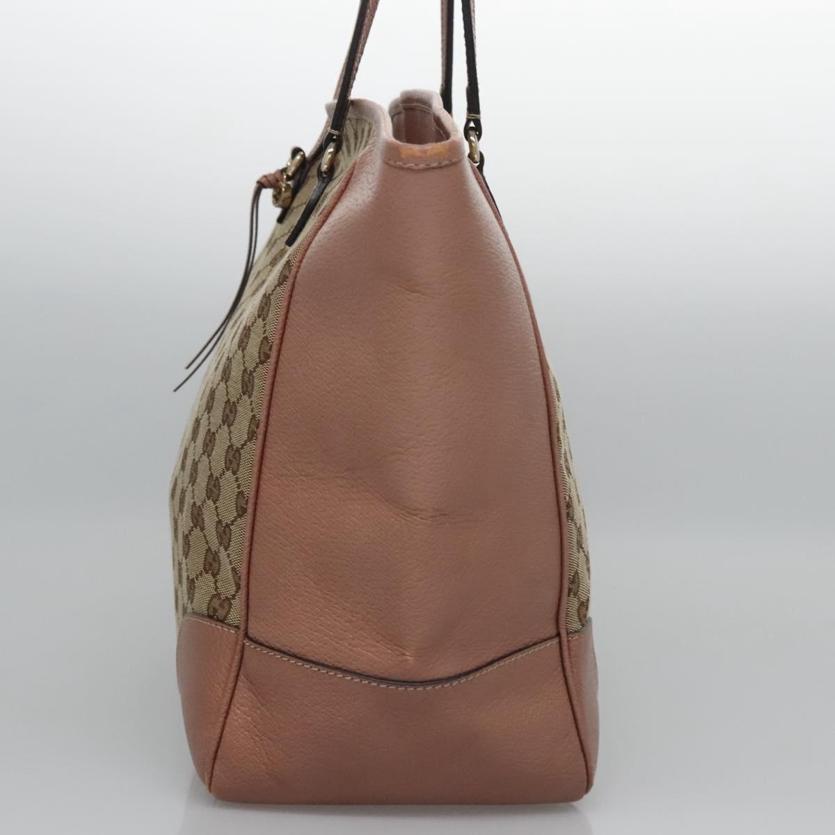 GUCCI GG Canvas Tote Bag Beige gold 323671 Auth nb223