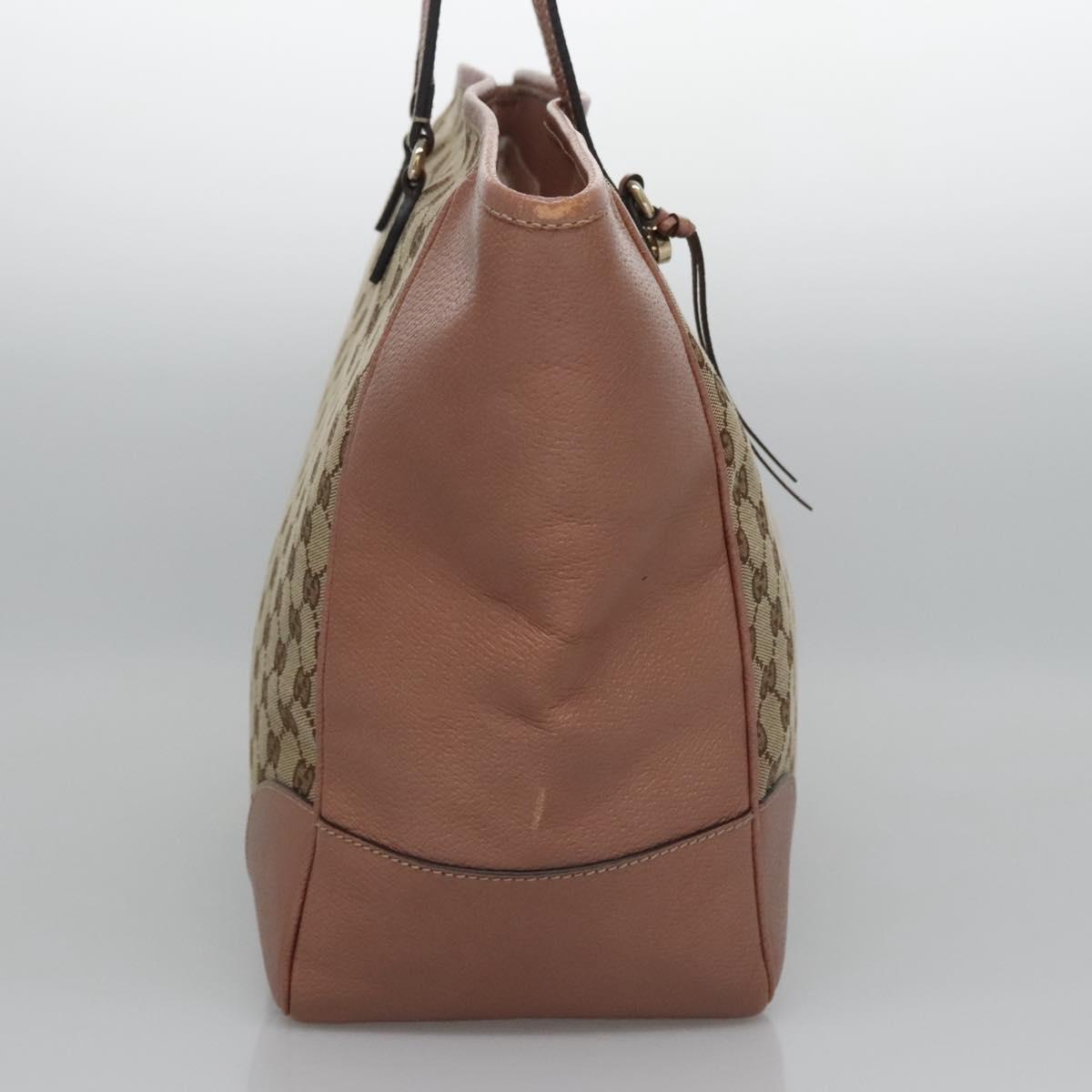 GUCCI GG Canvas Tote Bag Beige gold 323671 Auth nb223
