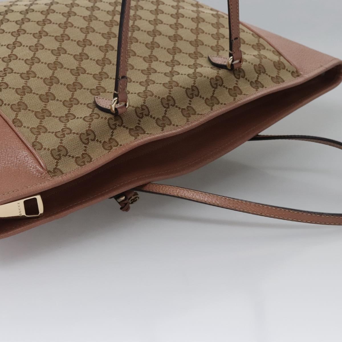 GUCCI GG Canvas Tote Bag Beige gold 323671 Auth nb223