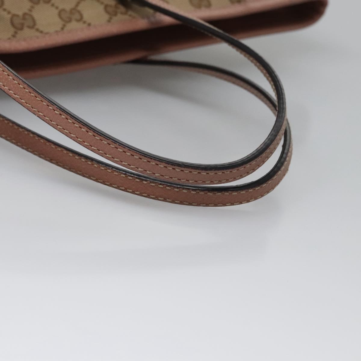 GUCCI GG Canvas Tote Bag Beige gold 323671 Auth nb223