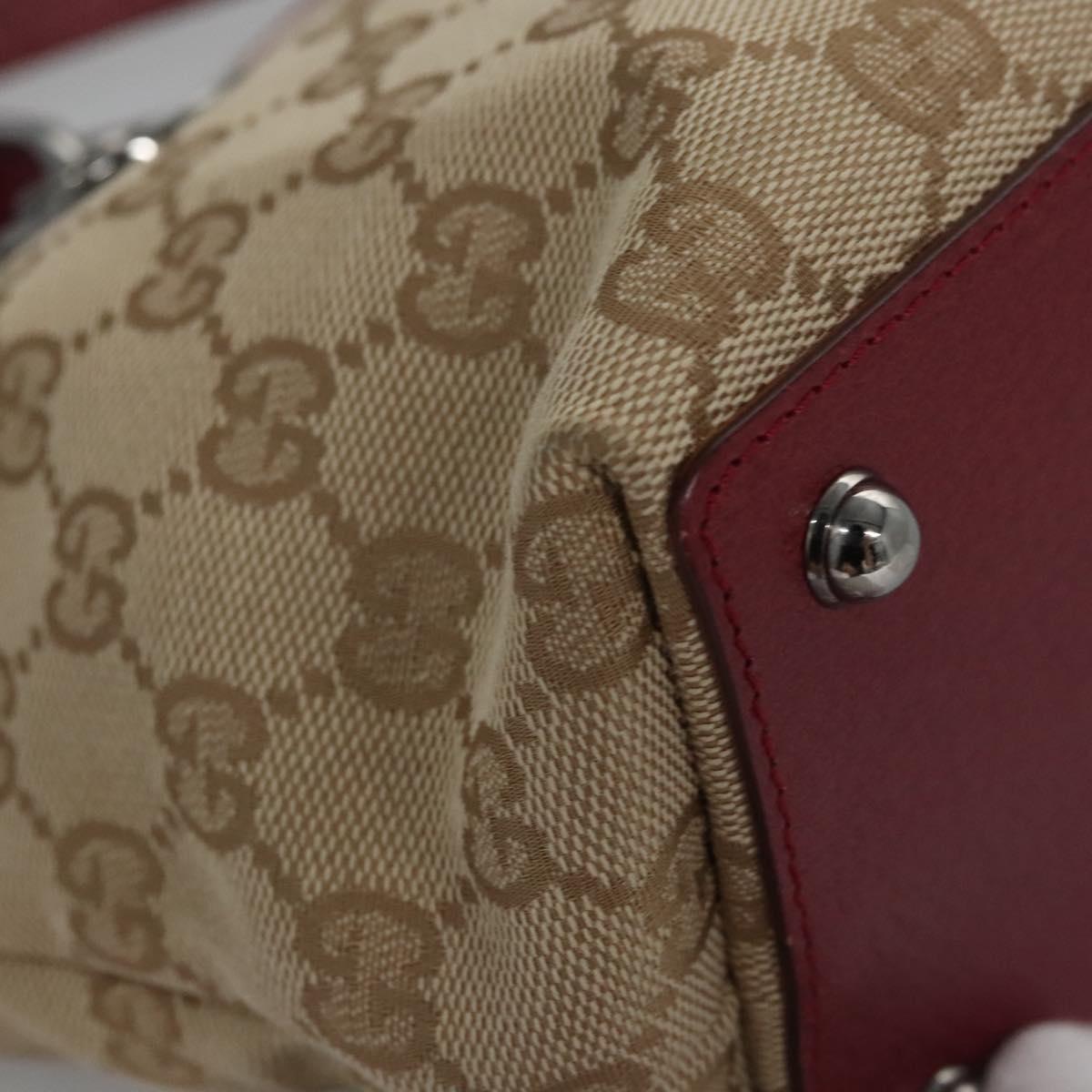 GUCCI GG Canvas Hand Bag Beige Pink gold 120844 Auth nb237