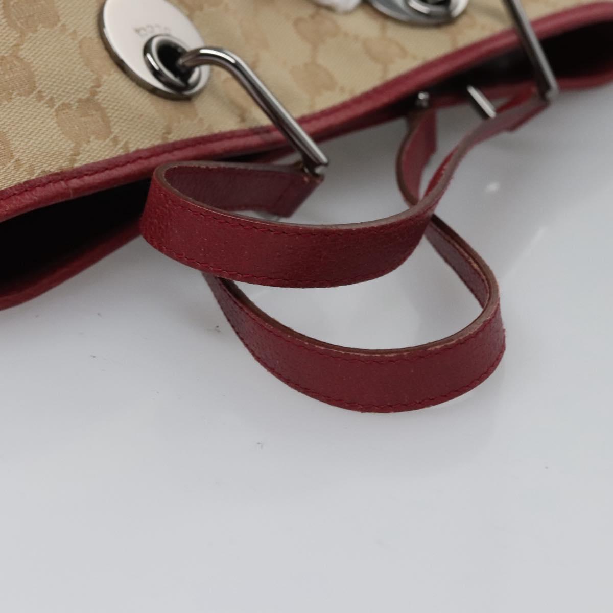 GUCCI GG Canvas Hand Bag Beige Pink gold 120844 Auth nb237