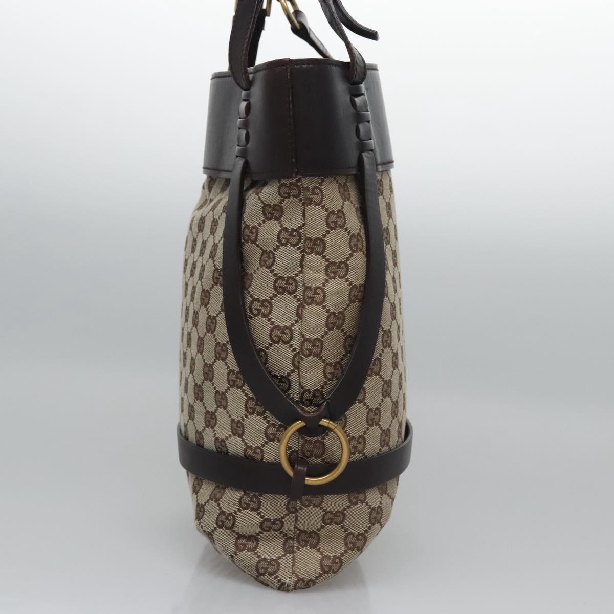 GUCCI GG Canvas Tote Bag Beige Brown gold 106248 Auth nb240