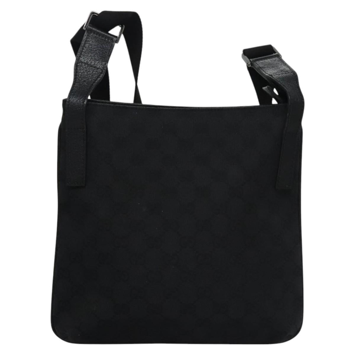 GUCCI GG Canvas Shoulder Bag Black Silver 122793 Auth nb241