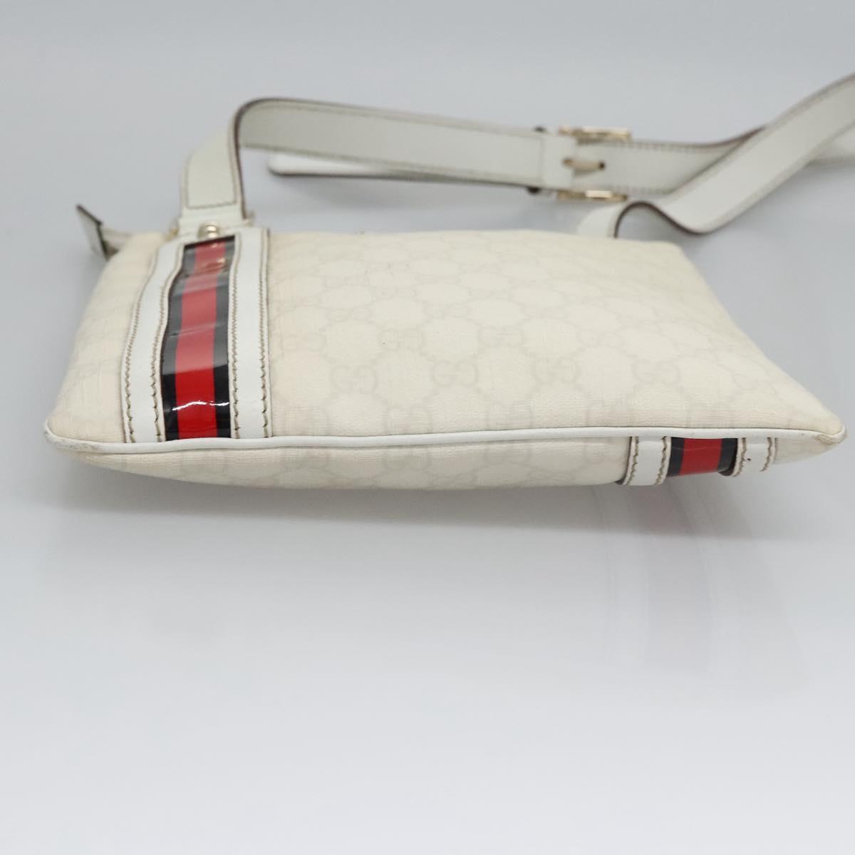 GUCCI GG Supreme Shoulder Bag PVC White Red gold 153244 Auth nb243