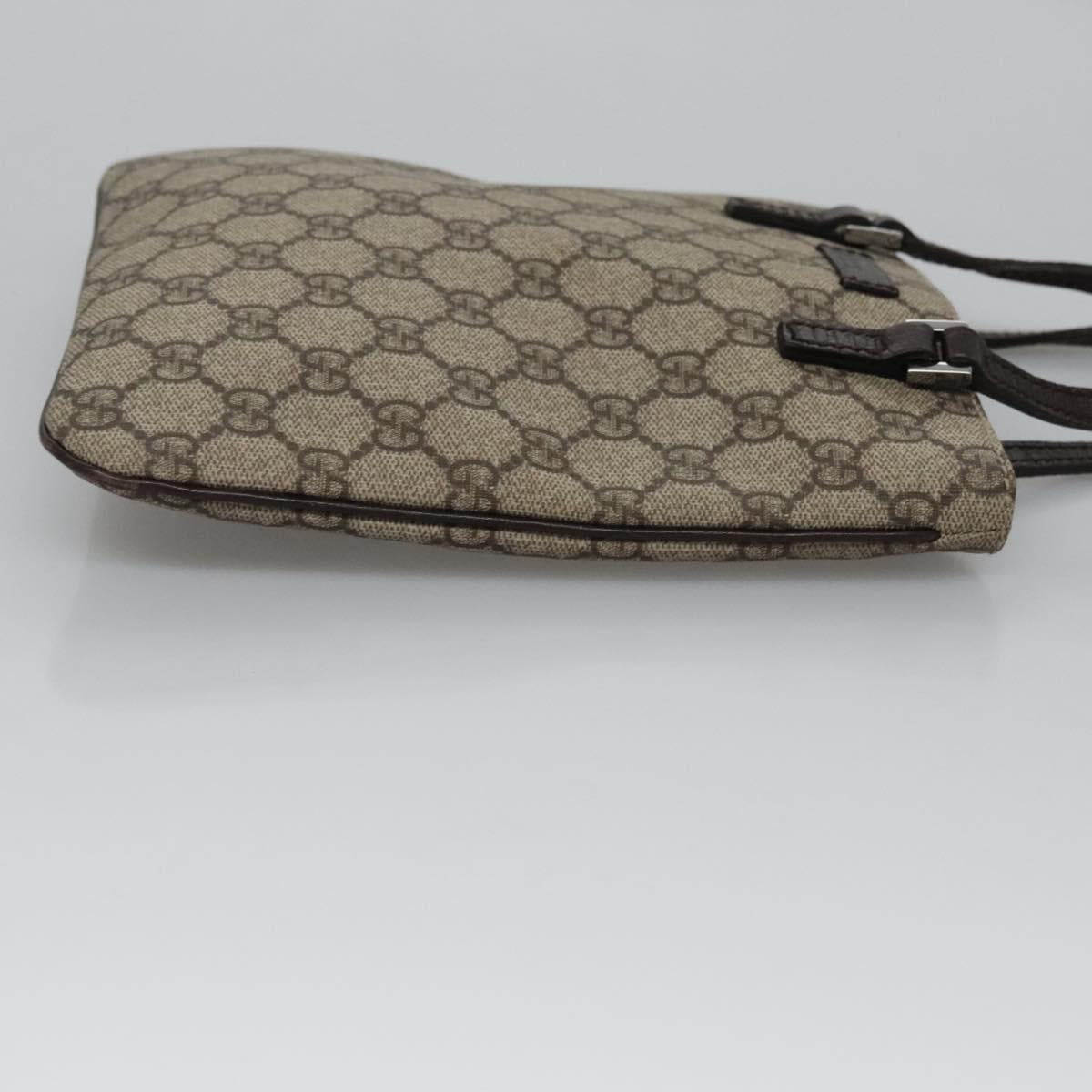 GUCCI GG Supreme Hand Bag PVC Leather Beige Silver 114600 Auth nb246