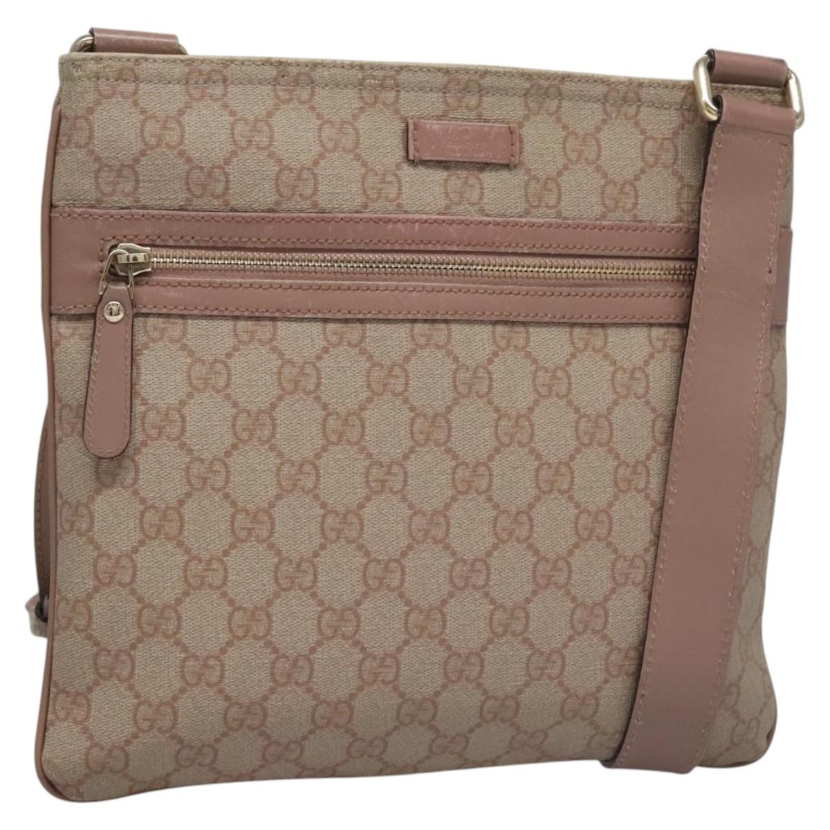 GUCCI GG Supreme Shoulder Bag PVC Beige Pink gold 295257 Auth nb248