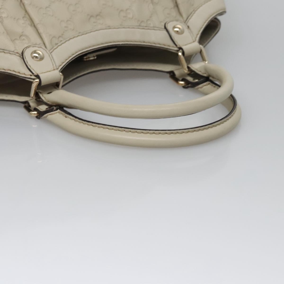 GUCCI GG Canvas Guccissima Hand Bag Leather White Gold 211944 Auth nb251