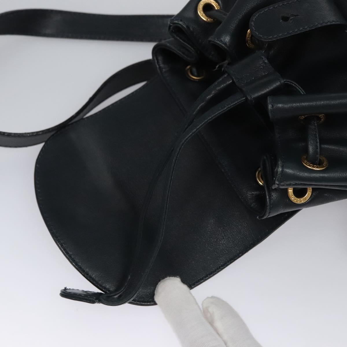 GUCCI Bamboo Backpack Leather Black Gold 003 3444 0030 Auth nb256