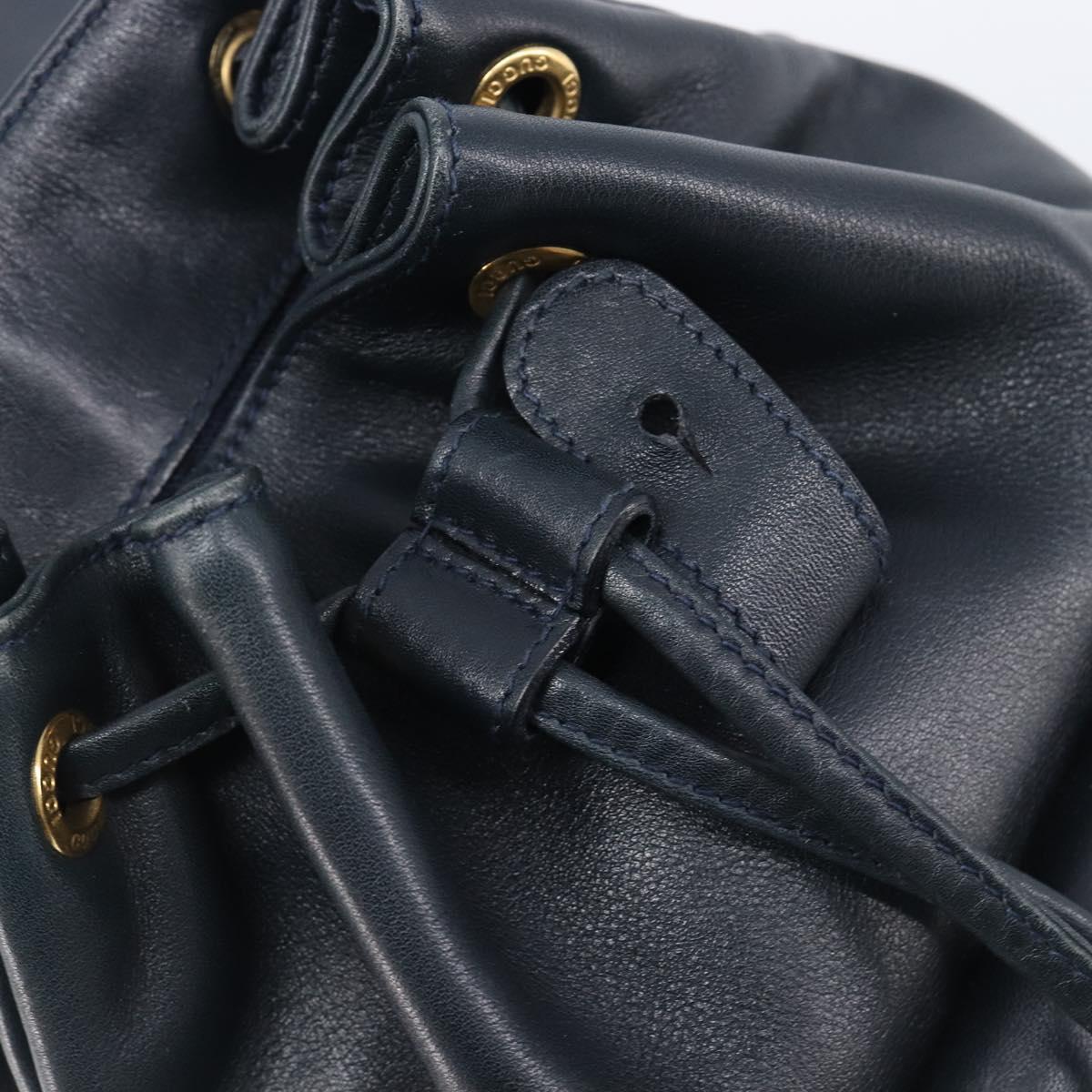 GUCCI Bamboo Backpack Leather Black Gold 003 3444 0030 Auth nb256