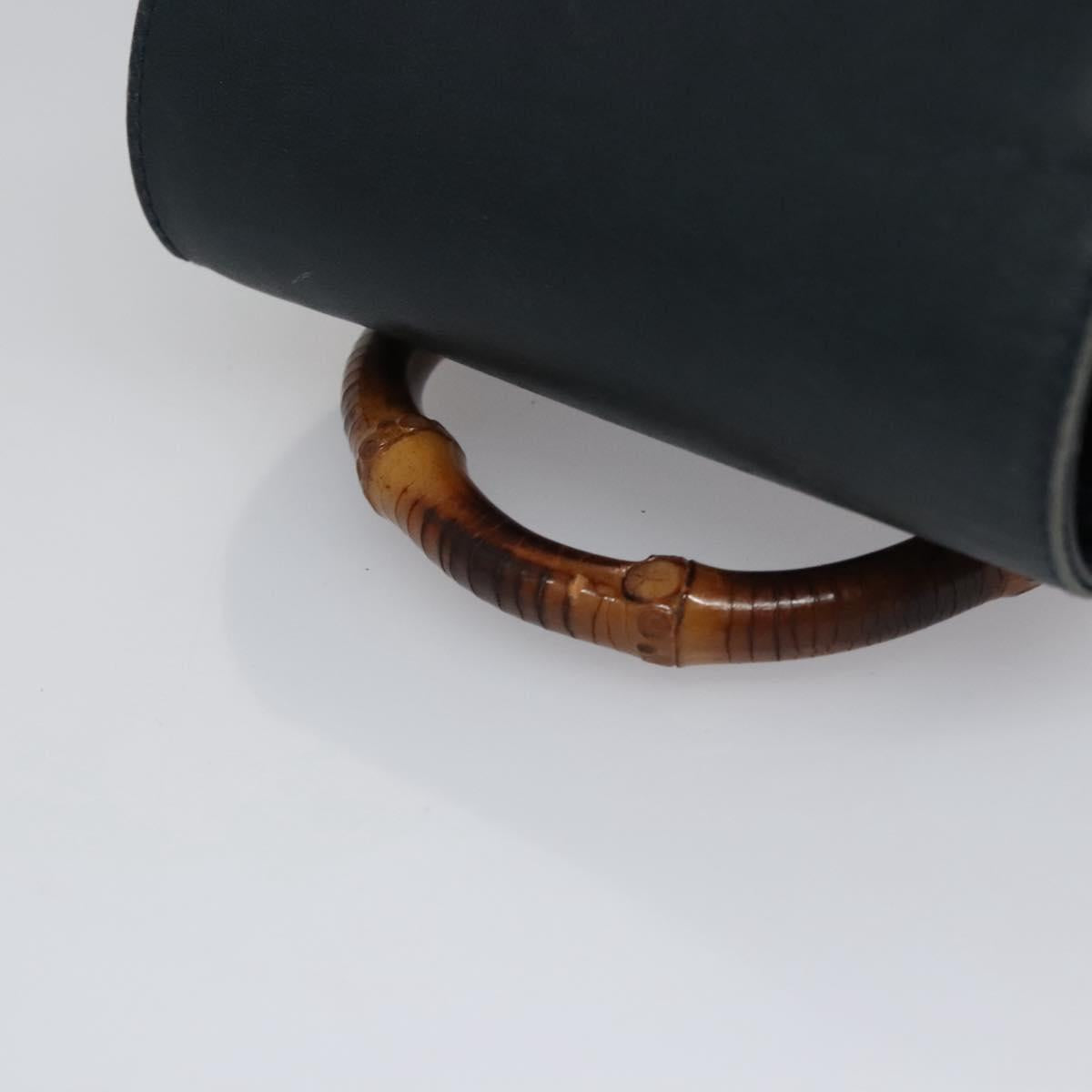 GUCCI Bamboo Backpack Leather Black Gold 003 3444 0030 Auth nb256
