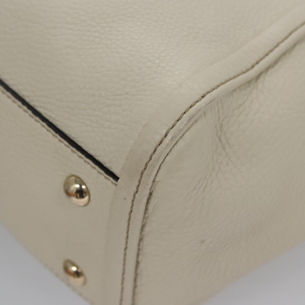 GUCCI Hand Bag Leather White Gold 336751 Auth nb259