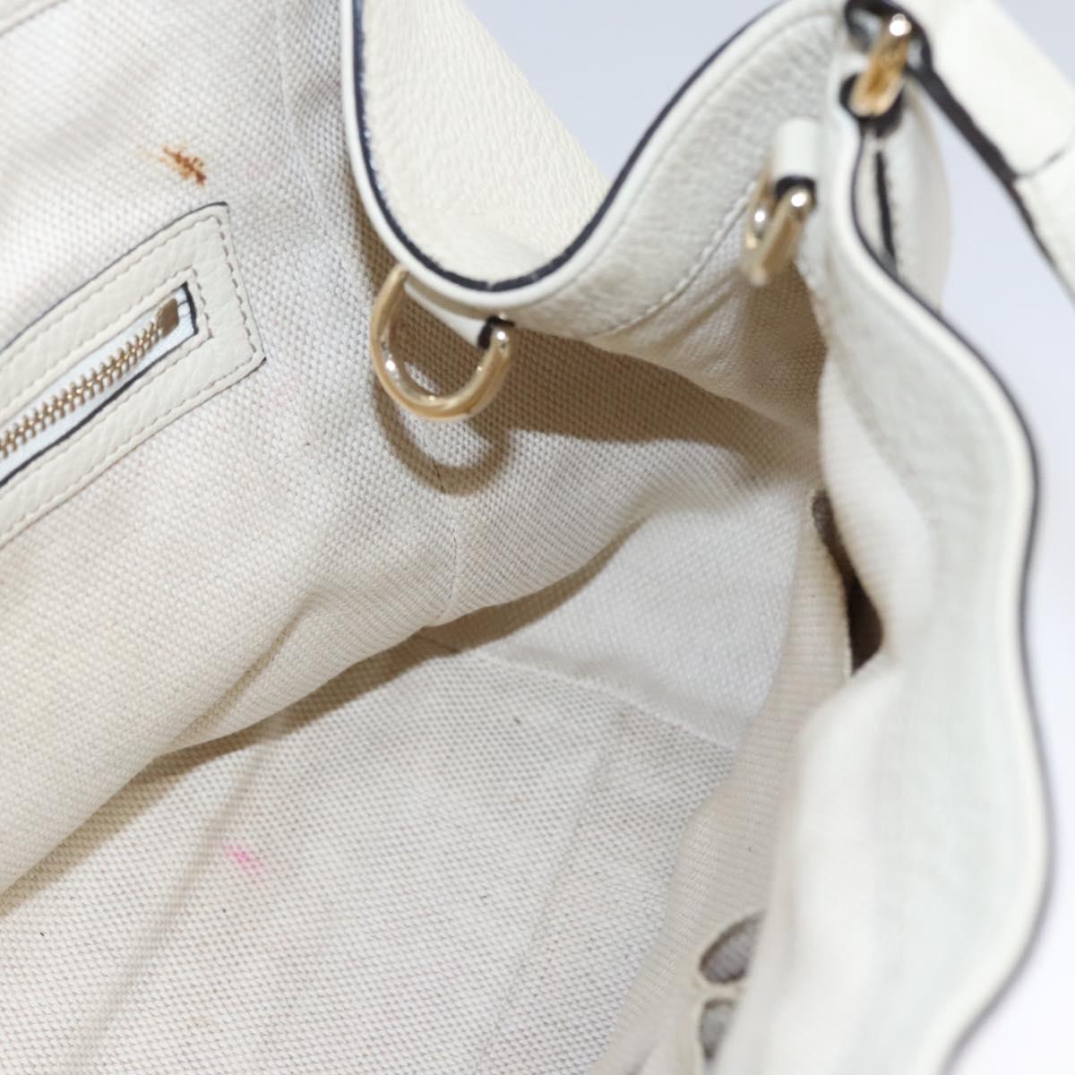 GUCCI Hand Bag Leather White Gold 336751 Auth nb259