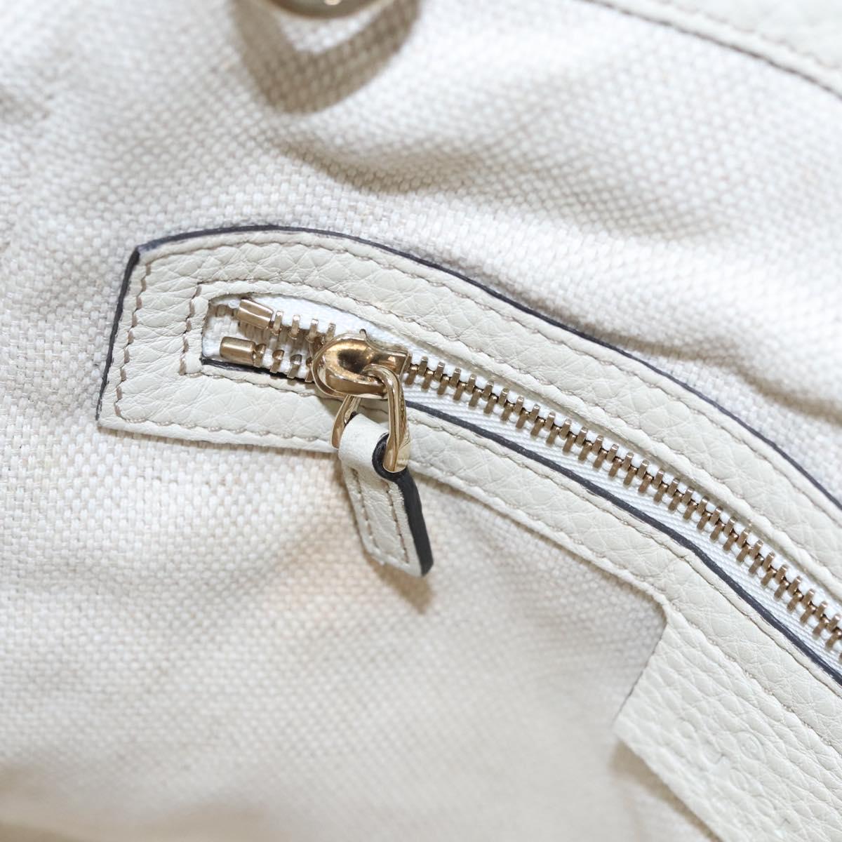 GUCCI Hand Bag Leather White Gold 336751 Auth nb259