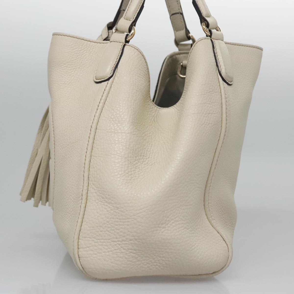 GUCCI Hand Bag Leather White Gold 336751 Auth nb259