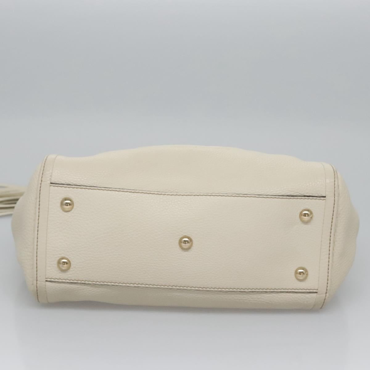 GUCCI Hand Bag Leather White Gold 336751 Auth nb259