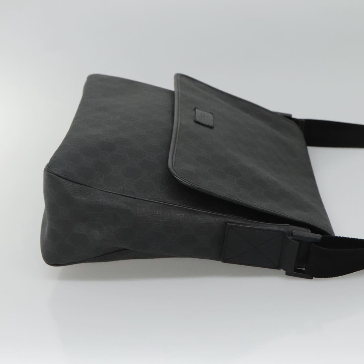 GUCCI GG Supreme Shoulder Bag PVC Black Silver 169935 Auth nb280