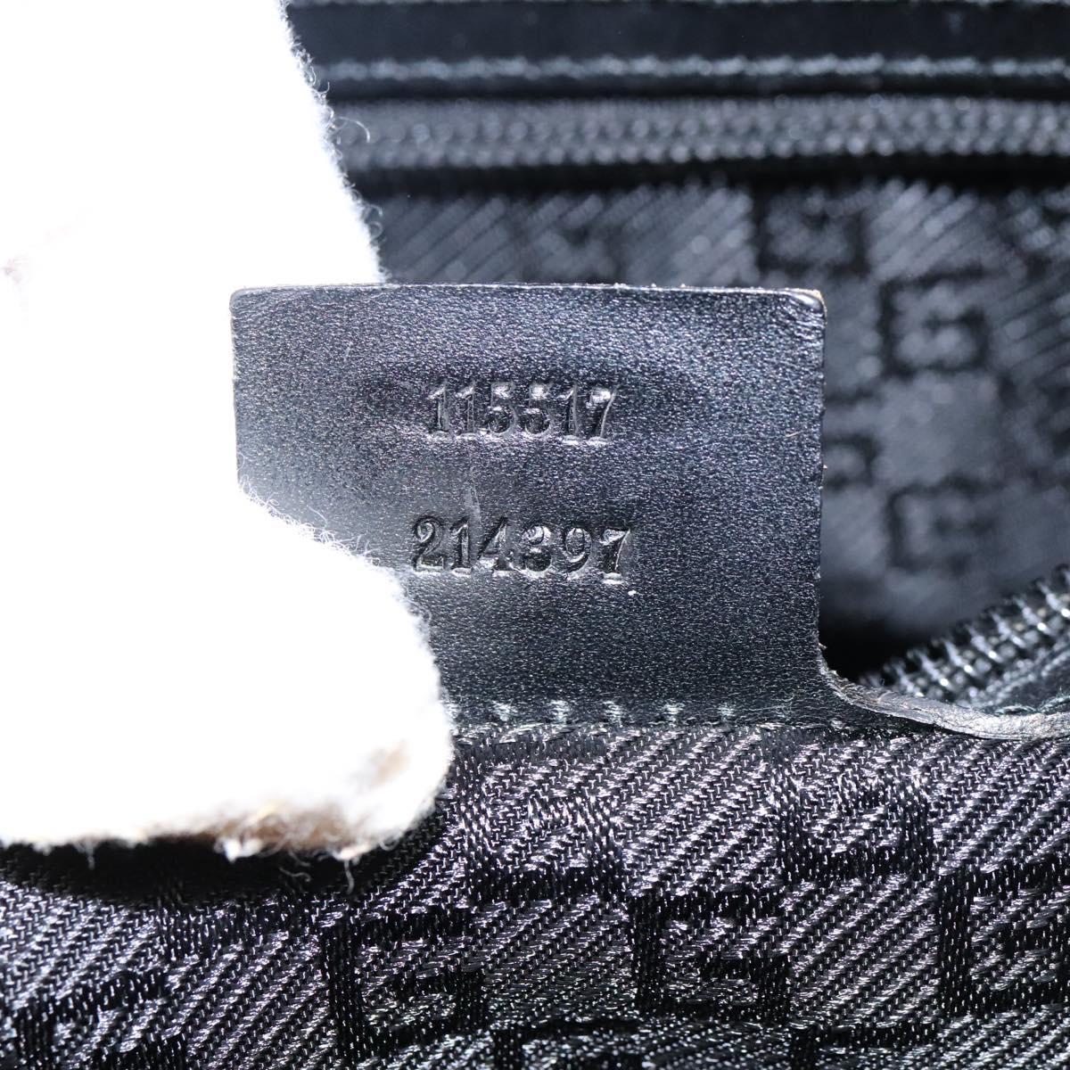 GUCCI Hand Bag Canvas Black 115517 Auth nb281