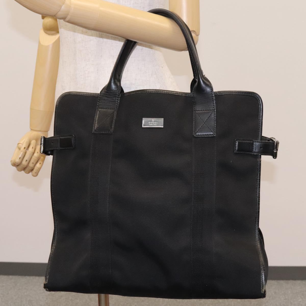 GUCCI Hand Bag Canvas Black 115517 Auth nb281