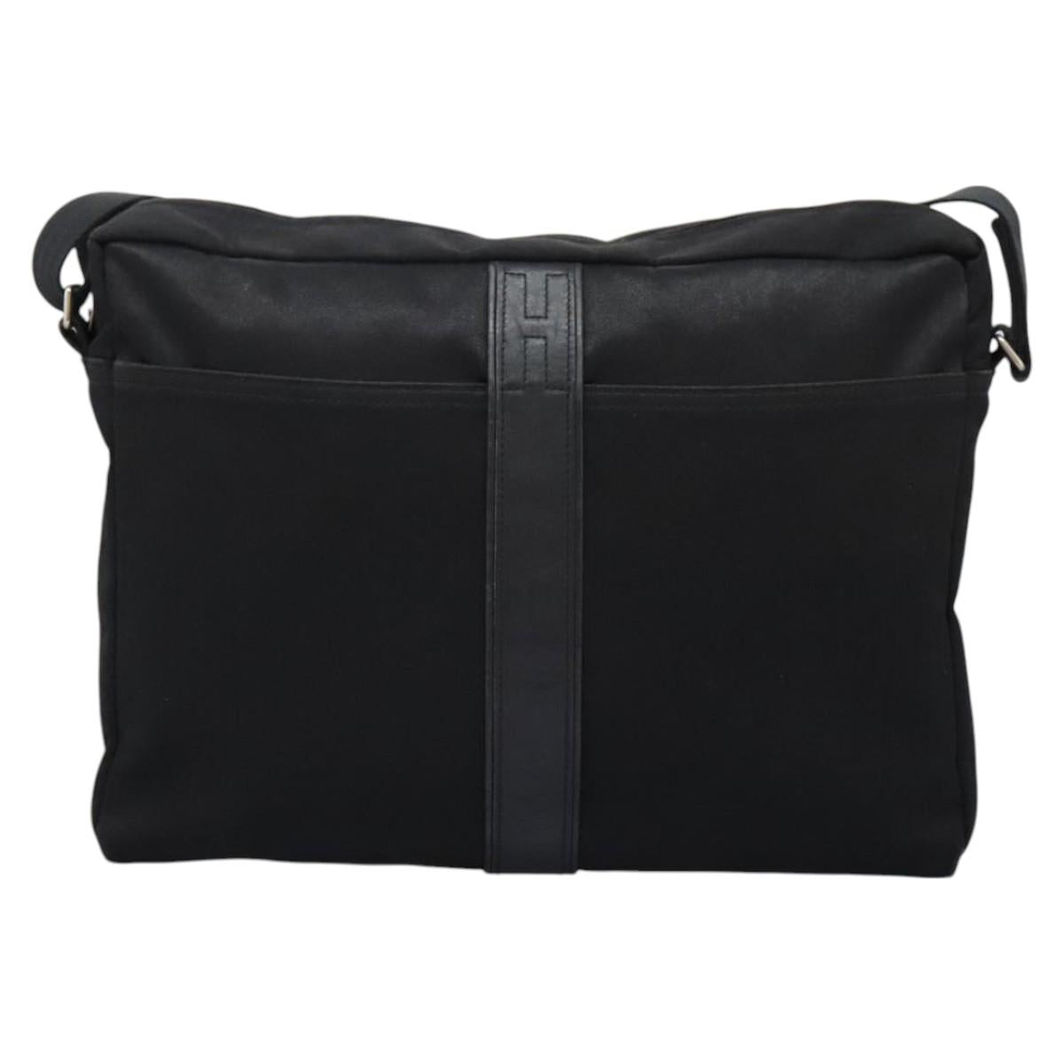 HERMES Acapulco Basas MM Shoulder Bag Nylon Black Auth nb282
