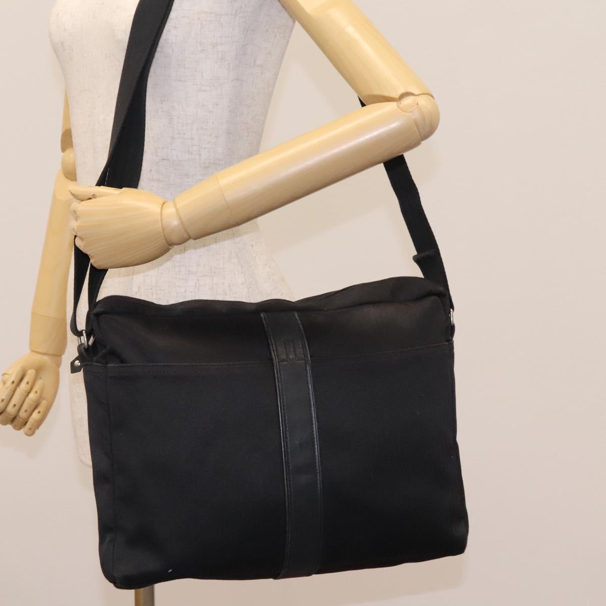 HERMES Acapulco Basas MM Shoulder Bag Nylon Black Auth nb282