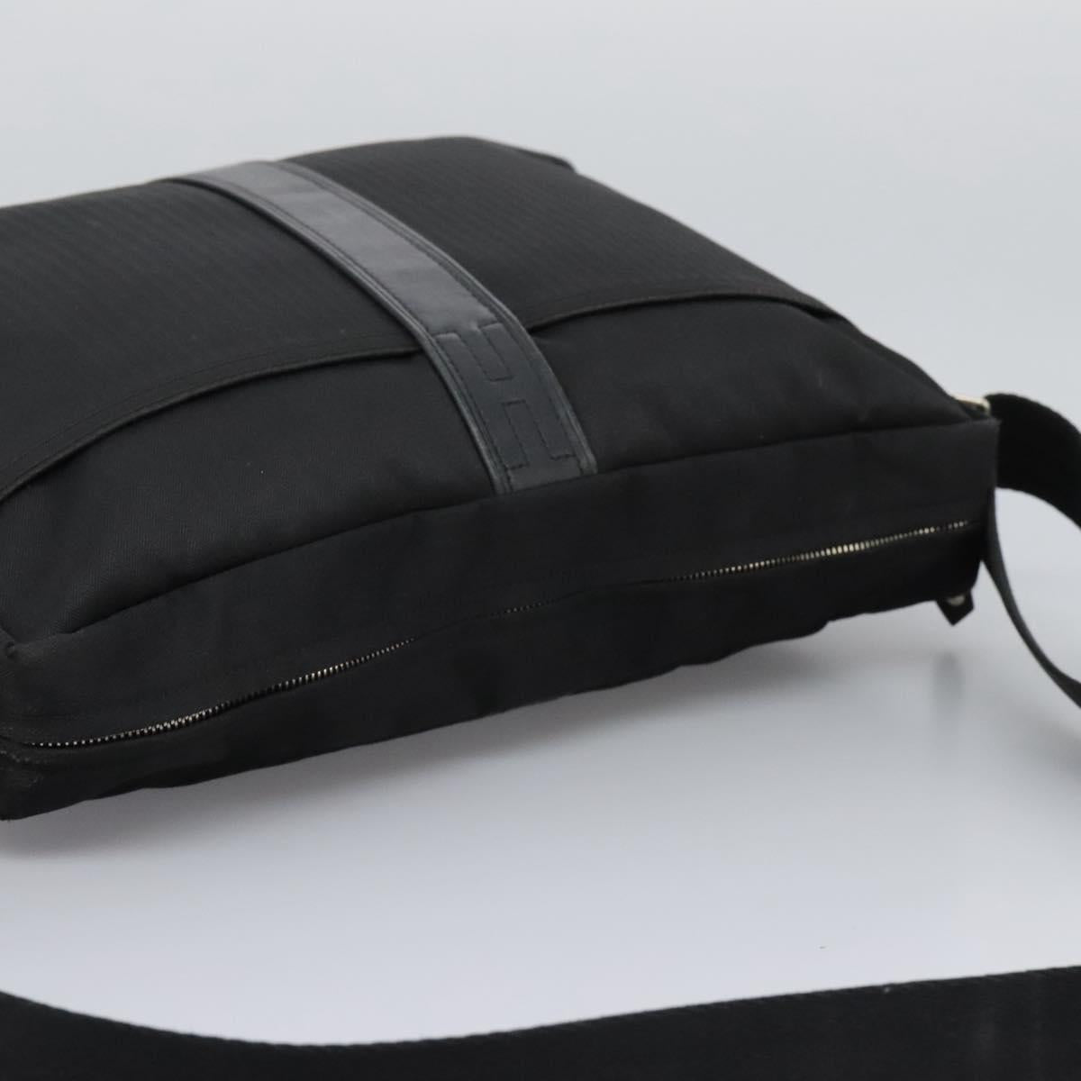 HERMES Acapulco Basas MM Shoulder Bag Nylon Black Auth nb282