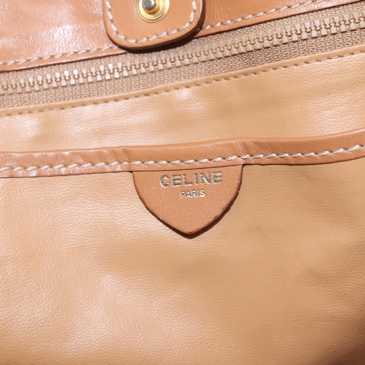 CELINE Macadam Canvas Tote Bag PVC Beige Gold Auth nb284