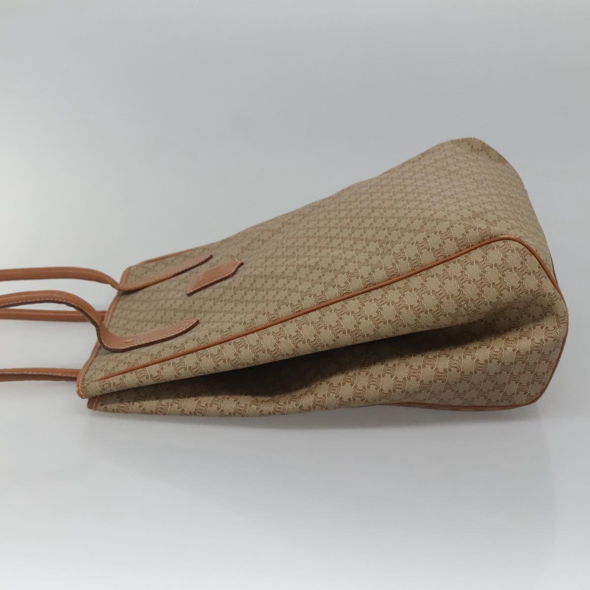 CELINE Macadam Canvas Tote Bag PVC Beige Gold Auth nb284