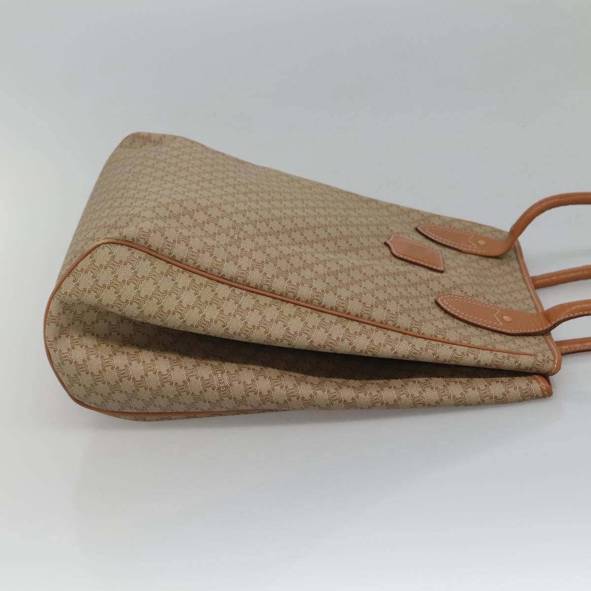 CELINE Macadam Canvas Tote Bag PVC Beige Gold Auth nb284