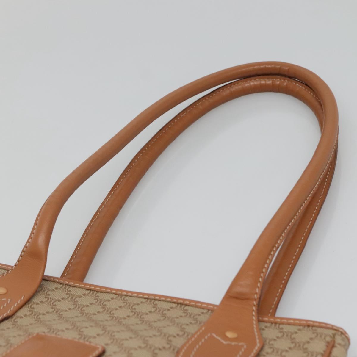CELINE Macadam Canvas Tote Bag PVC Beige Gold Auth nb284