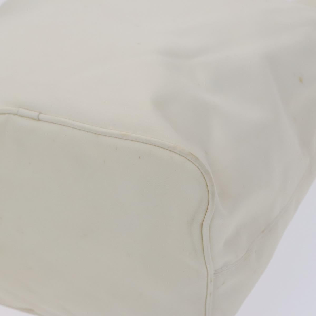 FENDI Shoulder Bag Nylon Leather Beige White Silver Auth nb296