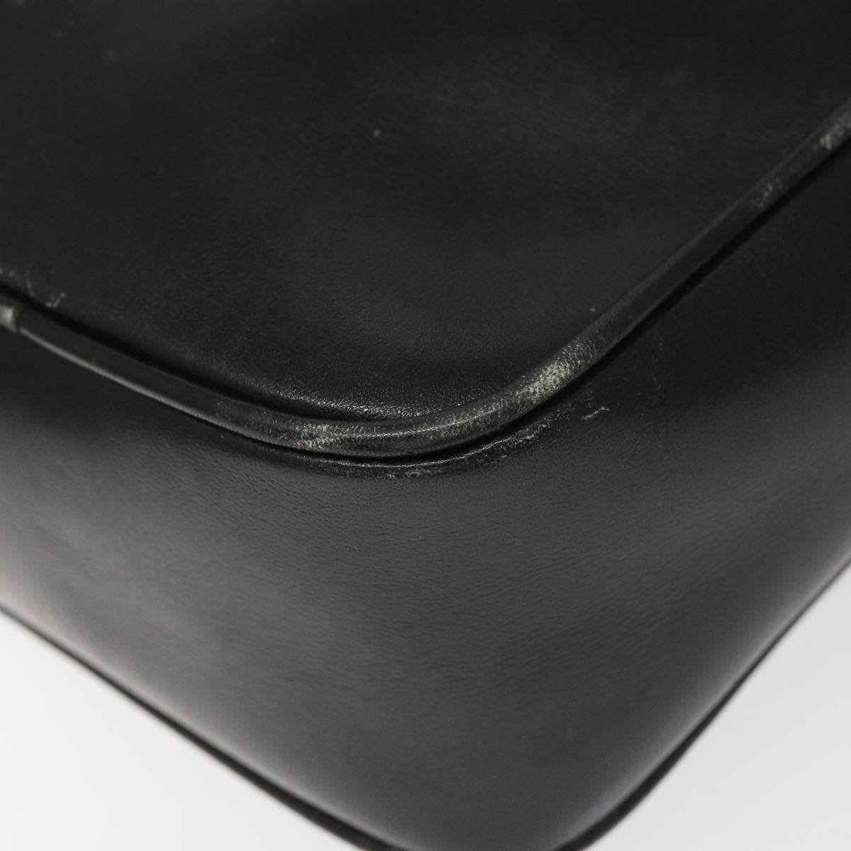 CELINE Clutch Bag Leather Black Auth nb304