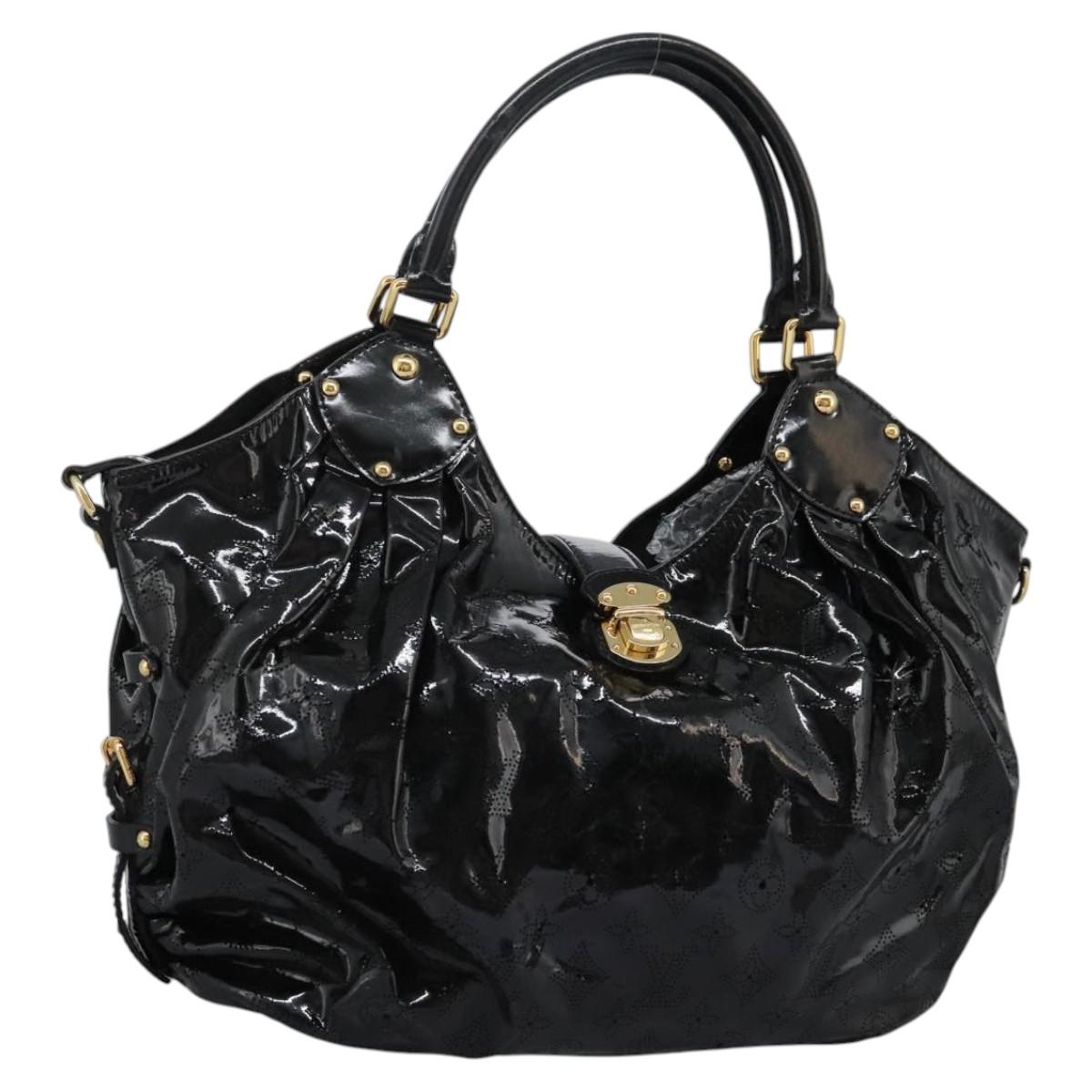 LOUIS VUITTON Monogram Mahina Surya L Bag Enamel Black M95881 LV Auth nb310